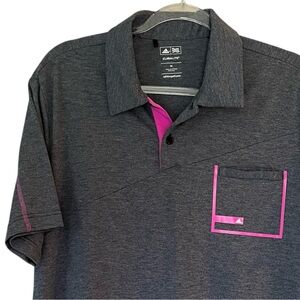 Adidas Golf Climalite Heather Blue Gray Pink Lightweight Polo Shirt Men’s Size M